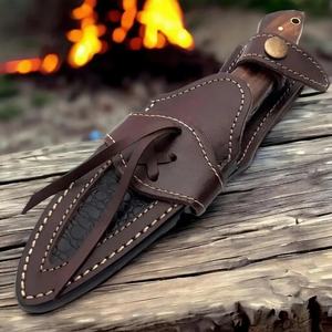 Cuchillo de Caza de Hoja Fija de Acero de Damasco Hecho a Mano Personalizado |   Cuchillo de Supervivencia para Campismo al Aire Libre con Mango de Madera, Proveedor Mayorista OEM - Product Image 6