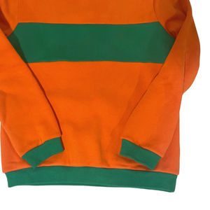 Sudadera de cuello redondo de algodón 100% personalizada para mujer, color verde bosque, talla grande, con bordado de chenilla y letras, estampado de manga naranja - Product Image 3