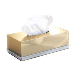 Modern <b>Metal</b> Napkin Dispenser Polished Silver Decorative Tissue Box with Organizer <b>Adhesive</b> - Product Image 1