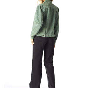 Chaqueta Vaquera Corta Transpirable para Mujer, con Botones, Mangas Largas, Bolsillos, Prenda Exterior Moderna Hecha de Algodón para Damas y Chicas - Product Image 3