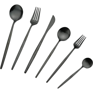 Juego de Cubiertos de Acero Inoxidable Negro Espejado de Primera Calidad para Bodas, Restaurantes y Cocina, para Fiestas y Eventos - Product Image 2