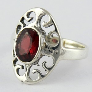 Anillo de Plata de Ley 925 con gema granate para mujer, joyería de plata 925 - Product Image 3