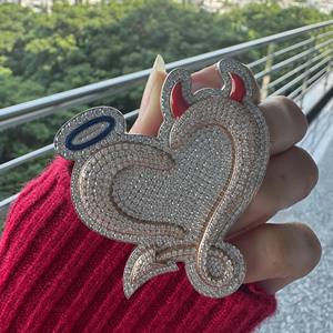 Pendentif Cœur Luxe Entièrement Sertie en Argent S925 Plaqué Or avec Diamants Moissanite VVS, Breloques Tendance Hip Hop pour Hommes, Idéal Soirées - Product Image 5