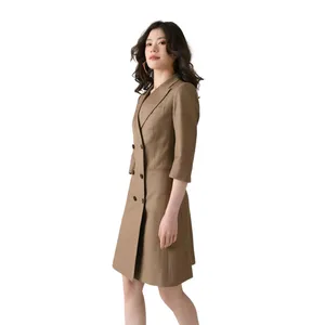 Office Fashion Balazer Dress Supplier Woman Long Sleeve Blazer Dress Customized Full Size Dresses For Women Cotton