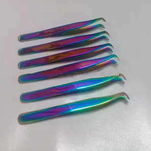 Pinzas de extensión de pestañas de punta de fibra de titanio de 45 90 grados con etiqueta privada y logotipo personalizado Pinzas de extensión de pestañas de acero inoxidable - Product Image 3