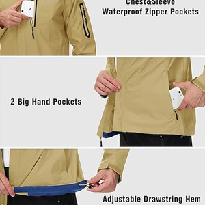 2025 Outdoor Waterproof Soft Shell Men's Hooded Jacket Running Hiking Rain Jacket Custom Outdoor Men's Mountain Jacket for Men - Product Image 6