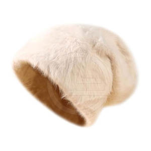 Gorro de mohair de invierno con diseño de punto acanalado y tejido cálido y transpirable Gorro de mohair de ajuste clásico con textura cepillada - Product Image 4