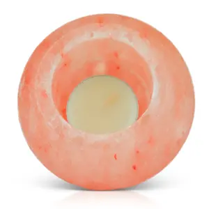 Bougeoir à tambour de sel rose, Bougeoir à bougie chauffe-plat en forme de cylindre de sel de l'Himalaya, Lumière de style cylindre rond à lueur de l'Himalaya - Product Image 4