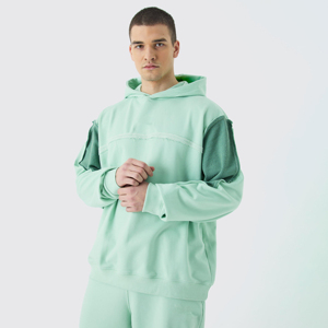 <b>Tech</b> Fleece Thermal Mens Hoodie High Quality Baggy Design with Distressed Raw Edges for Winter Season - Product Image 1