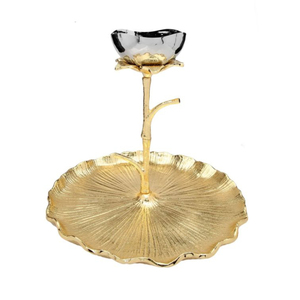 Bol de service couleur or et argent forme ronde bol de stockage des aliments en métal pour la maison ustensiles de cuisine stockage de salade de table - Product Image 1