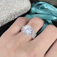 S925纯银5ct闪亮大硅石女式钻石戒指