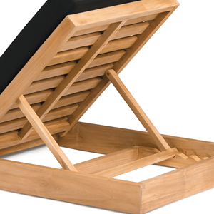 Chaise longue extérieure moderne haut de gamme en bois de teck avec coussin noir durable pour villas et hôtels - Product Image 3