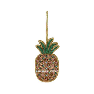 Latest Design and Top Quality <b>Golden</b> Zari Embroidery With Bead Work Hanging Ornament for Home and <b>Christmas</b> <b>Tree</b> Decorative Item - Product Image 1