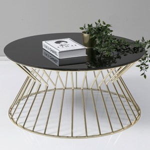 Bàn cà phê bằng đá cẩm thạch tròn hiện đại với điểm nhấn vàng đồ nội thất phòng ăn đặt vật liệu kim loại để sử dụng tại nhà - Product Image 2