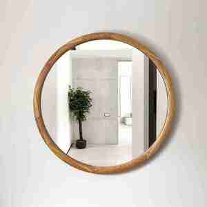 Haute demande avec un prix raisonnable Fabriqué en Inde Armoire à miroir de salle de bain Cadre en bois rond rond avec qualité d'exportation - Product Image 3