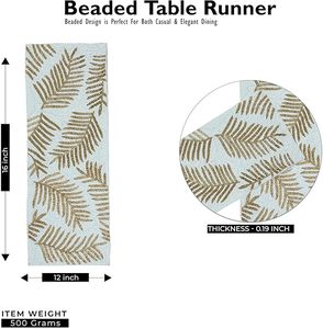 Handmade Decorative Beaded <b>Runner</b> Embroidered Leaves Design Knitted Technique Hotel Use Elegant <b>Dining</b> <b>Table</b> Mat Wedding Parties - Product Image 6