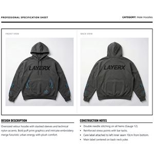 2026 Wholesale Men Heavyweight Hoodie 500gsm Polyester/Cotton Blend French Terry Sleeve Embroidery <b>Tech</b> Panel Pullover - Product Image 6