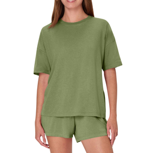 Offre Spéciale été 100% coton T-Shirts Shorts femmes 2 pièces ensemble personnalisé motard tenues déchiré bouton à capuche pour les amateurs de sport - Product Image 4