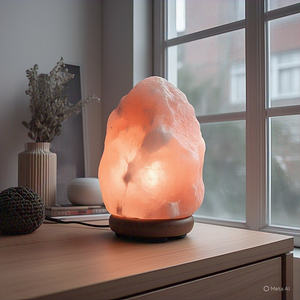 Lampe au sel naturel de l'Himalaya avec base en bois Lampe purificatrice d'air de haute qualité à bas prix - Product Image 4