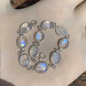 Bracelet en pierre de lune fait main, argent sterling 925, bijoux en pierres précieuses pour femmes, cadeau en pierre naturelle - Product Image 5