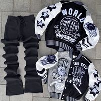 Set Jaket Varsity Merah BEST ROCK untuk Pria, Pakaian Jalanan, Mantel Baseball, Celana Jogging, Setelan Olahraga Musim Dingin, Ramah Lingkungan, Bernapas