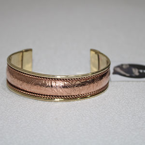 Brazalete de latón de oro rosa con patrón de grabado tradicional Hasli diamante oreja brazalete joyería estilo religioso regalo - Product Image 1