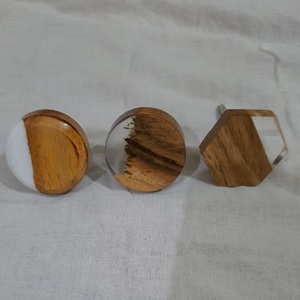 Poignée de porte de placard de bureau à domicile, résine époxy, bouton de meuble en bois, couleurs personnalisées disponibles, style européen moderne, tiroir de cuisine - Product Image 1