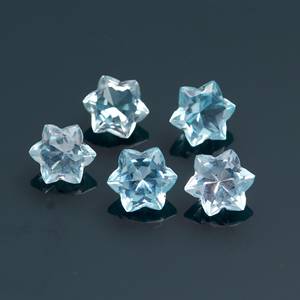 100% sculpture en forme d'étoile de topaze bleu ciel naturel, pierre précieuse en vrac de topaze bleue pour la fabrication de bijoux taille calibrée de topaze bleue - Product Image 2