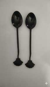 ชุดอุปกรณ์เสิร์ฟสลัดวินเทจ 2 ชิ้น หัวสแตนเลสทนทาน ด้ามจับทองเหลืองหล่อขึ้นรูป ลวดลายปั๊มนูน ขัดเงาแบบกระจก - Product Image 3