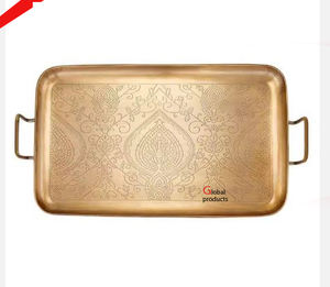 Nouveau plateau de service en acier inoxydable finition argentée artisanal pour hôtel, restaurant et bar - Product Image 3