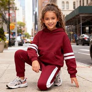 Ensemble deux pièces pour filles, sweat-shirt à capuche et pantalon de jogging, couleur unie, classique, respirant, matière épaisse, couleurs personnalisées, haute qualité - Product Image 6