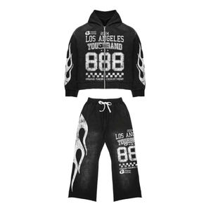 Conjunto Deportivo de Alta Calidad con Cuello Alto, Estampado, Chaqueta y Pantalones con Cierre de Cremallera - Product Image 3