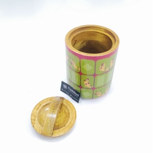 Tarro de esmalte de madera hermético de lujo con mango curvo Contenedor de condimentos de almacenamiento elegante con tapa Tradebyd - Product Image 4