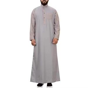 Jubbah Thobes Musulmán Elegante de Arabia Saudita al por Mayor, Túnica Masculina con Diseño de Manga Abierta, Islámica, de Algodón, Largo hasta el Suelo - Product Image 6