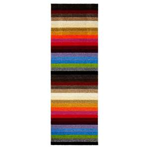 Netline Home Alya Boho Braided Area <b>Rug</b> Multicolour Striped Plush Hallway Runner for Bedroom - Product Image 2