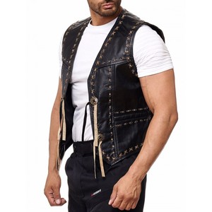 VESTE EN CUIR SANS MANCHES DE HAUTE QUALITÉ - Product Image 1