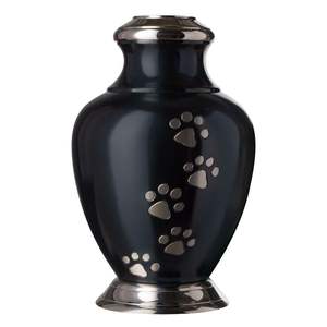 High Quality Aluminium Cremation <b>Pet</b> <b>Urns</b> With Paw Print Pewter And Black Color Finished Metal Funeral <b>Urns</b> For Human Ashes - Product Image 1