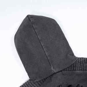 Poids lourd personnalisé pour hommes Détresse Boxy recadrée à l'acide Stonewash Sunfaded Wash Vintage Blanchi Hoodie - Product Image 3