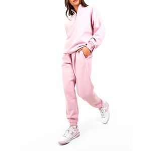 Venta caliente transpirable peso pesado pulóver algodón gimnasio correr gran tamaño Sudadera con capucha pantalones de chándal mujeres chándal conjunto - Product Image 1