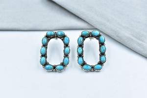 Pendientes hechos a mano de plata esterlina turquesa Mojave para mujer - Product Image 3