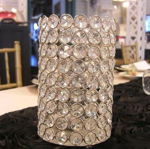 Bougeoirs chauffe-plat en métal cristal doré pour la maison et le mariage Décoration de table Porte-bougie rond - Product Image 2