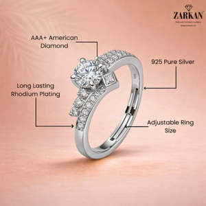 Anillo de compromiso Zarkan elegante de plata 925 con diamante americano solitario en forma de águila, talla única, con incrustaciones de moda, material principal de aleación. - Product Image 5