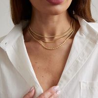 Ensemble de collier unique à 3 couches pour femmes doré cubain + serpent + chaîne à maillons torsadés avec croix-2.5*35cm + 3*38cm + 42cm bijoux en couches