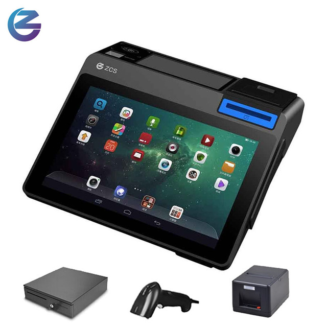 ZCS Z100 Android Tablet POS Terminal Dual Display with 10.1" Touchscreen 58mm/80mm Printer  NFC and Barcode Scanner POS Device