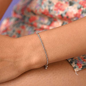 NOVAMART Fine Rhodium Plated Sapphire Charm <b>Bracelet</b> on 925 Pure Silver <b>Rope</b> Chain-Gift for Women Wholesale Export - Product Image 5
