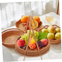 Novo design Rattan Woven Basket Veggie Bandeja Redonda Cesta De Vime Hamper De Armazenamento De Cozinha Cesta De Alimentos Tecidos