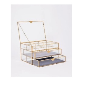 Nuevo joyero decorativo de lujo con espejo de Metal, joyero decorativo, joyero de Metal dorado hecho a mano de alta calidad - Product Image 1