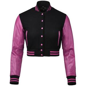 Bulk Ladies Varsity Crop Top Jacket Premium Wool Blend Chaqueta recortada estilo béisbol Ideal para ropa de calle y equipos - Product Image 5