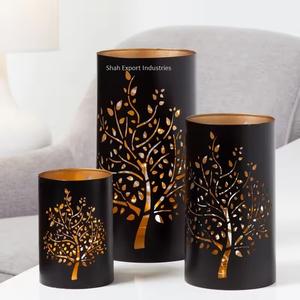 Grossiste Bougeoir votif rond en métal avec design coupé d'arbre pour la maison, le jardin et la décoration de Noël faits à la main - Product Image 2