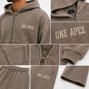 Ensemble streetwear d'été ONEAPEX SPORTS WEAR pour homme : sweat à capuche court à taille élastique et pantalon de survêtement ample en coton épais à jambes larges - Product Image 5